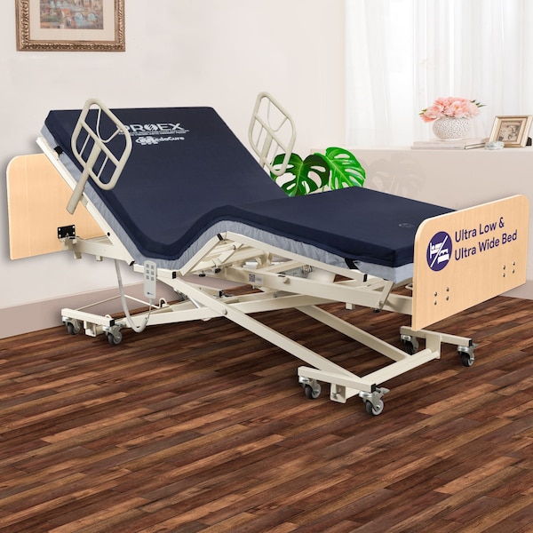 Medacure Ultra Low and High Hospital Bed, Fully Electric Expandable Width, Maple MC-ULB48X730MP - main